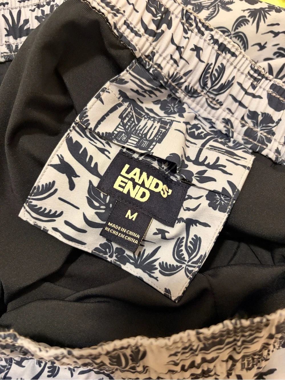 Lands' End Light Blue Tropical Print Board Shorts